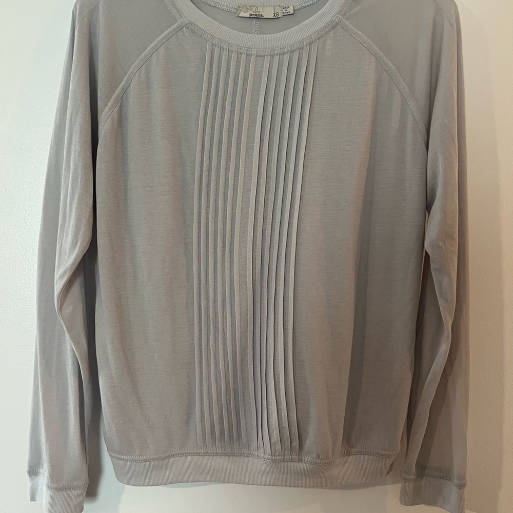 Prana Gray Pleated Women's Tissue Crewneck